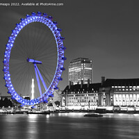 Buy canvas prints of London Eye landmark in blue in the  capital Englan by Andrew Heaps