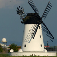 Buy canvas prints of Majestic Ashton Windmill by the Coast by Andrew Heaps