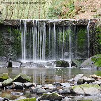 Buy canvas prints of Knypersley pool waterfall with reflections by Andrew Heaps