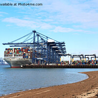 Buy canvas prints of Felixstowe docks on summer day. by Andrew Heaps