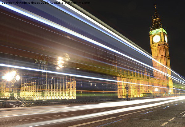 Big Ben in London light trails. Picture Board by Andrew Heaps