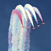Buy canvas prints of Majestic Red Arrows display team by Andrew Heaps