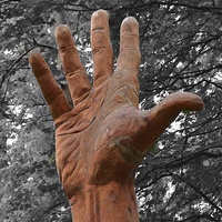 Buy canvas prints of  Carved hand by Andrew Heaps
