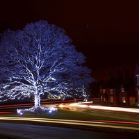 Buy canvas prints of  Christmas Lights at Astbury Church by Andrew Heaps