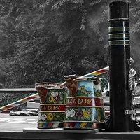 Buy canvas prints of  Canal Barge Decor by Andrew Heaps