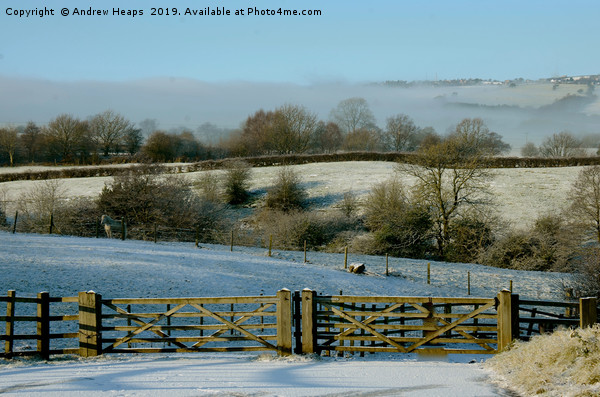Snowy land scape  looking towards Mow cop castle  Picture Board by Andrew Heaps