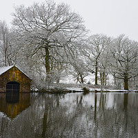 Buy canvas prints of Snowy scene of local Beauty spot at Biddulph Count by Andrew Heaps