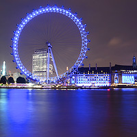 Buy canvas prints of London eye at night eliminated.Reflections of Lond by Andrew Heaps
