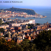 Buy canvas prints of Scarborough seaside town  viewed from  Olivers mou by Andrew Heaps