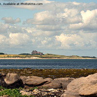 Buy canvas prints of Bamburgh Castle viewed from Seahouses. by Andrew Heaps