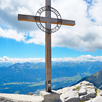 Buy canvas prints of Cross on Mt Hafelekarspitze, Innsbruck, Tyrol, Austria, Europe by Andrew Heaps