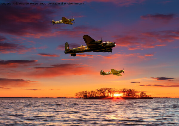 Spitfire and Lancaster bomber and Hurricane. Picture Board by Andrew Heaps