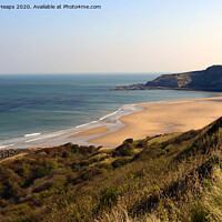 Buy canvas prints of Cayton bay beach in Scarborough by Andrew Heaps
