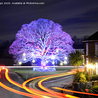 Buy canvas prints of Christmas light trails at Astbury village by Andrew Heaps