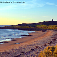 Buy canvas prints of Sunset scene looking towards Dunstanburgh Castle. by Andrew Heaps