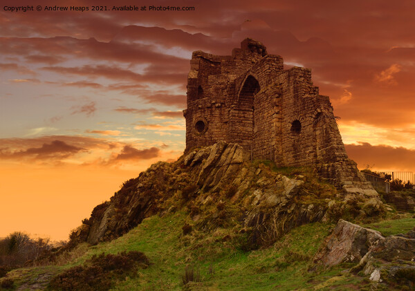 Majestic Sunset over Historic Mow Cop Castle Picture Board by Andrew Heaps
