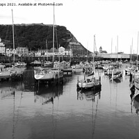 Buy canvas prints of Boats in the Peaceful Scarborough Harbour by Andrew Heaps