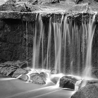 Buy canvas prints of Knypersley pool waterfall frosty water by Andrew Heaps