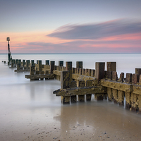 Buy canvas prints of  Trimingham Groyne at sunset by Simon Taylor