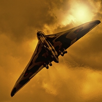 Buy canvas prints of  Avro Vulcan XH558 at sunset by Philip Catleugh