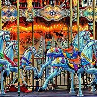 Buy canvas prints of Carousel Horses by Mike Marsden
