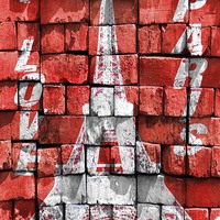 Buy canvas prints of I Love Paris - Eiffel Tower Graffiti Graphic by Mike Marsden