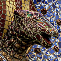 Buy canvas prints of Gaudi Mosaic - Snake Head by Mike Marsden