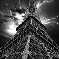 Buy canvas prints of Eiffel Tower - Lightning Storm by Mike Marsden
