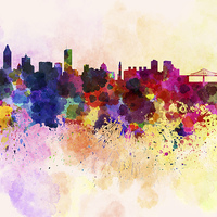 Buy canvas prints of Montreal skyline in watercolor background by Pablo Romero