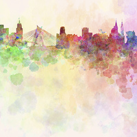 Buy canvas prints of Sao Paulo skyline in watercolor background by Pablo Romero
