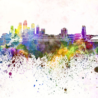 Buy canvas prints of Tampa skyline in watercolor background by Pablo Romero