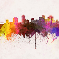 Buy canvas prints of New Orleans skyline in watercolor background by Pablo Romero