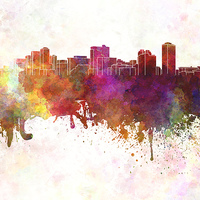 Buy canvas prints of Manila skyline in watercolor background by Pablo Romero