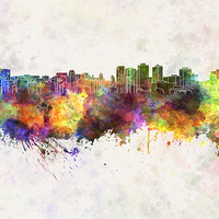 Buy canvas prints of Halifax skyline in watercolor background by Pablo Romero