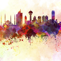 Buy canvas prints of Ankara skyline in watercolor background by Pablo Romero