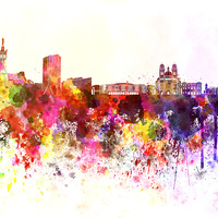 Buy canvas prints of Marseilles skyline in watercolor background by Pablo Romero