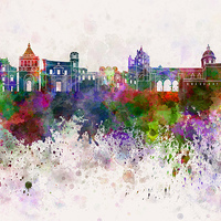 Buy canvas prints of Palermo skyline in watercolor background by Pablo Romero