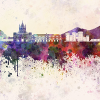 Buy canvas prints of Naples skyline in watercolor background by Pablo Romero