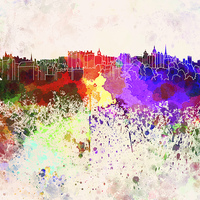 Buy canvas prints of Edinburgh skyline in watercolor background by Pablo Romero