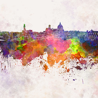 Buy canvas prints of Florence skyline in watercolor background by Pablo Romero