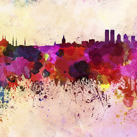 Buy canvas prints of Istanbul skyline in watercolor background by Pablo Romero