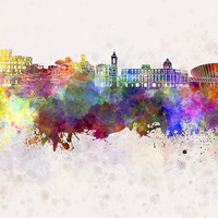 Buy canvas prints of Nice skyline in watercolor background by Pablo Romero