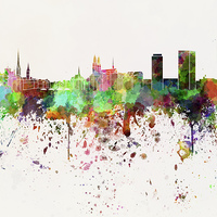 Buy canvas prints of Zurich skyline in watercolor background by Pablo Romero