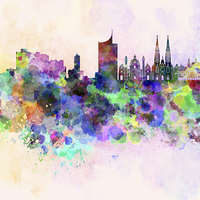 Buy canvas prints of Vienna skyline in watercolor background by Pablo Romero