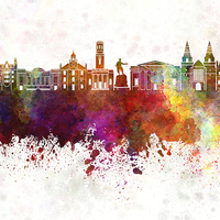Buy canvas prints of Aberdeen skyline in watercolor background by Pablo Romero