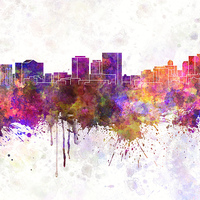 Buy canvas prints of El Paso skyline in watercolor background by Pablo Romero