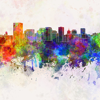 Buy canvas prints of Richmond skyline in watercolor background by Pablo Romero
