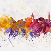 Buy canvas prints of Cairo skyline in watercolor background by Pablo Romero