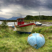 Buy canvas prints of Skye Fishing Boats (Painted) by Alan Simpson