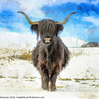 Buy canvas prints of Highland Cow in the snow by Alan Simpson